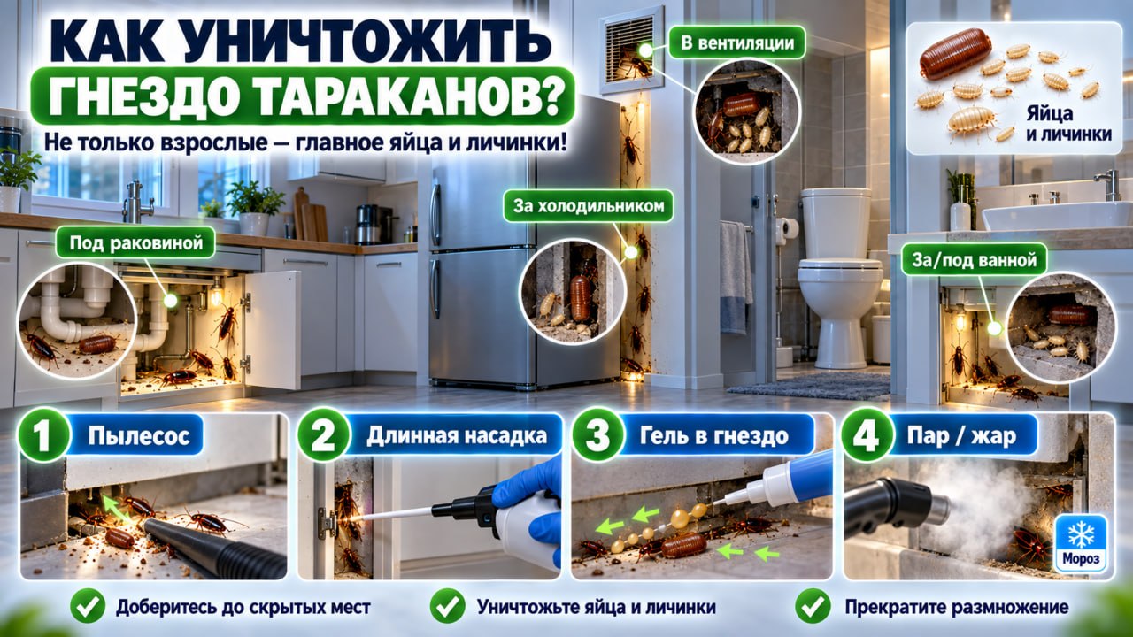тотальная зачистка квартиры от крошек, жира и источников воды